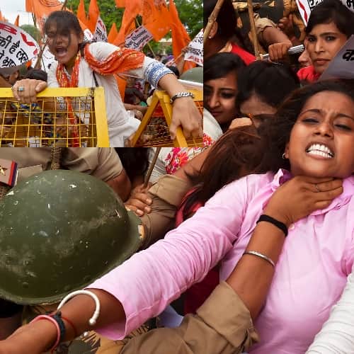 Women protest over safety issue in Lucknow.