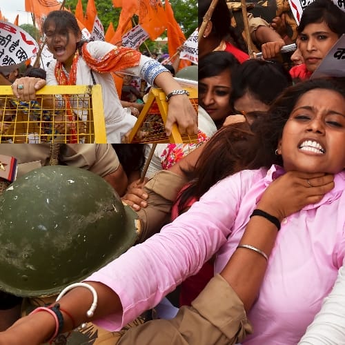 Women protest over safety issue in Lucknow.