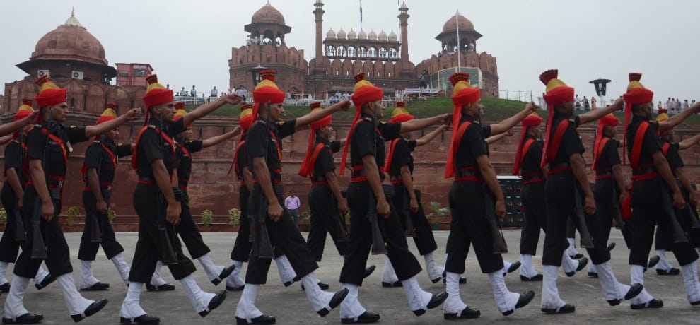 full dress rehearsal parade of independence day at red fort delhi