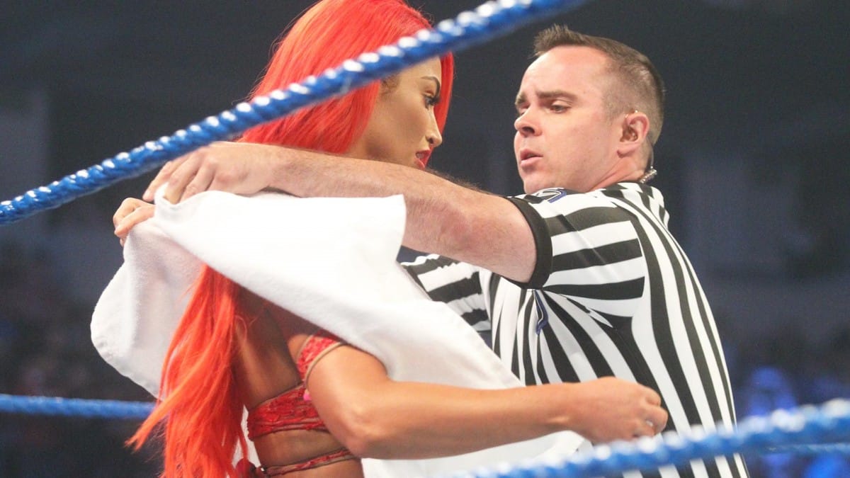 wardrobe malfunction in WWE ring