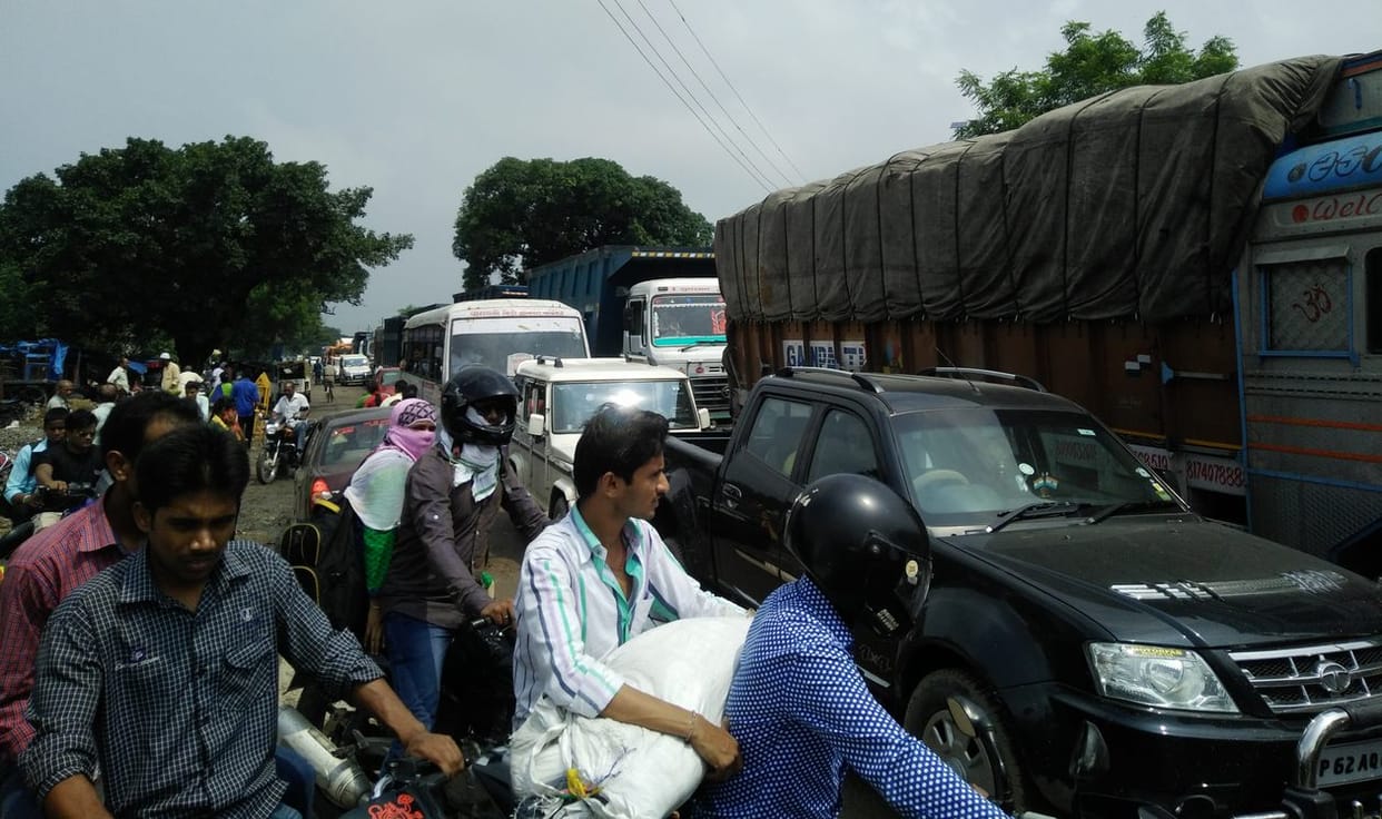 Jam on the highway due to just bad
