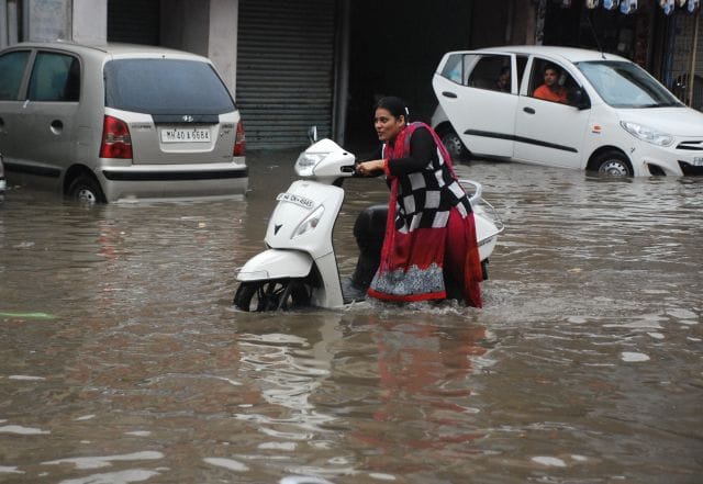 By torrential rains submerged city