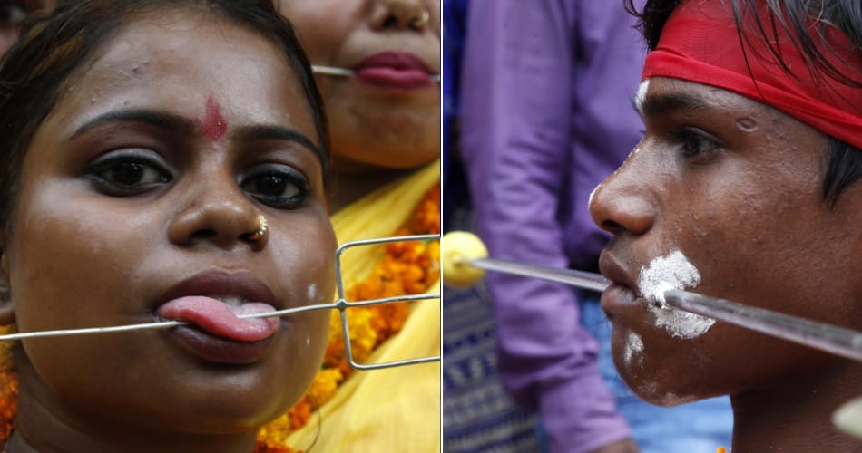 madrasi festival, madrasi festival tradition, cheek piercing on madrasi festival, superstition