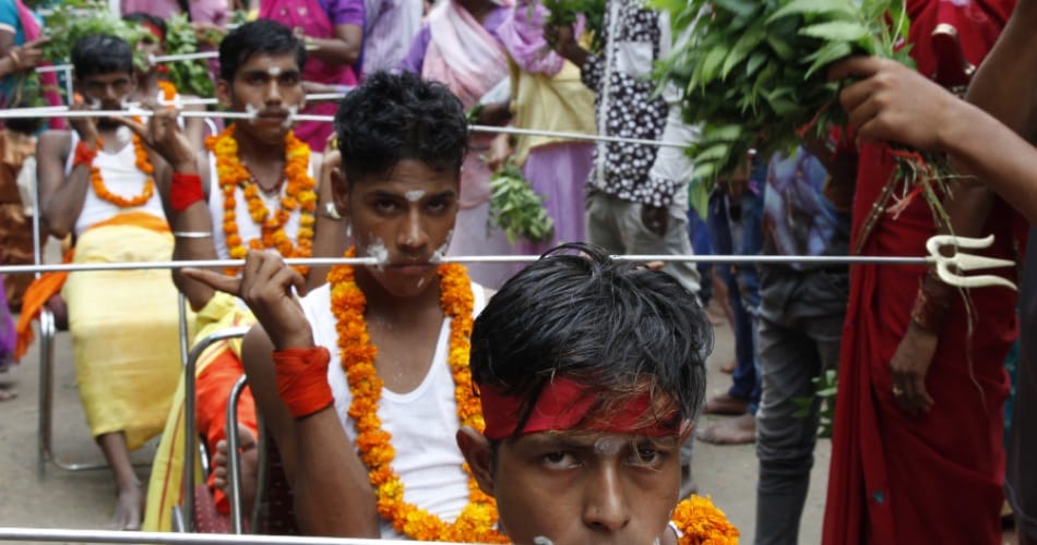 madrasi festival, madrasi festival tradition, cheek piercing on madrasi festival, superstition