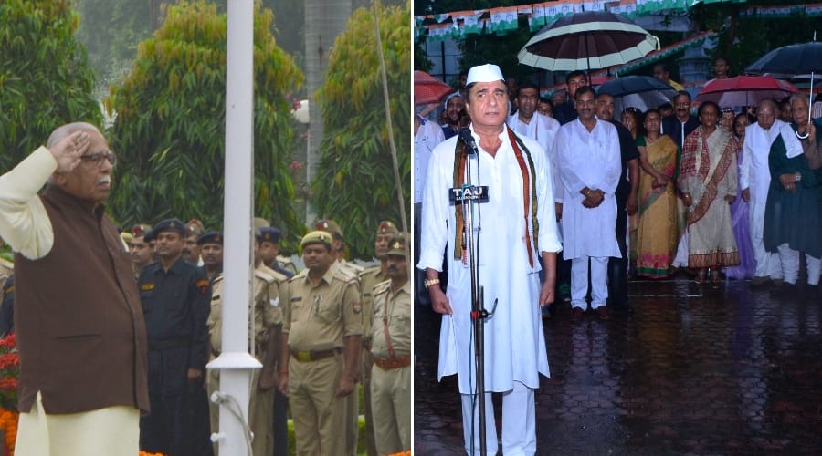 governor ram naik and raj babbar celebrates independence day