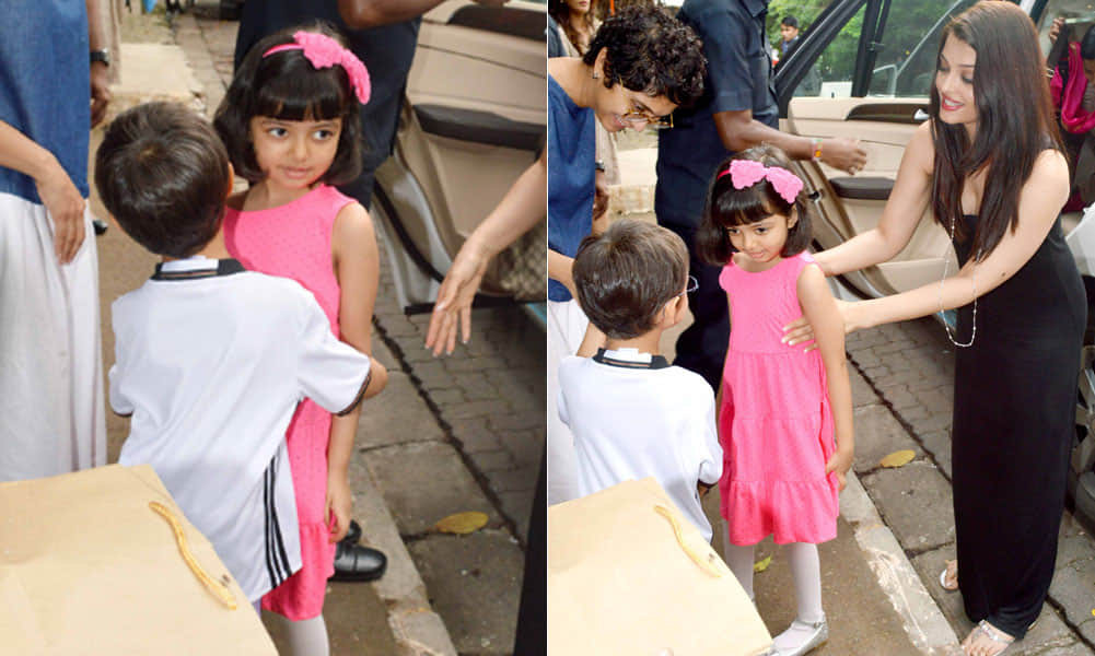 Azad Rao Khan greets Aaradhya Bachchan with a hug