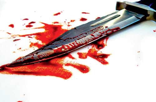 Son's throat slit in front of the blind mother