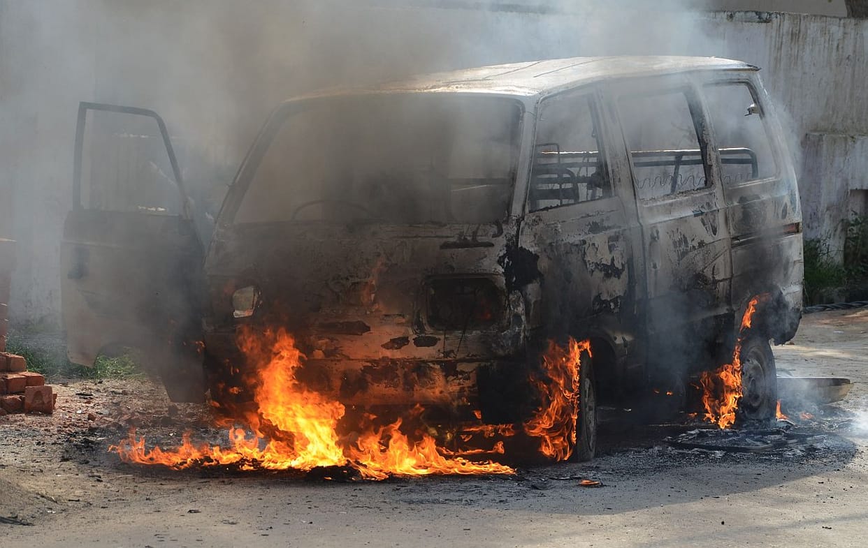 Rifling gas van fire.