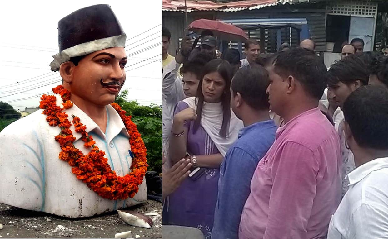 shaheed bhagat singh statue broken in haridwar.