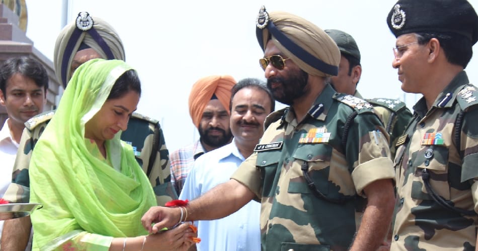 Union Minister Harsimrat Kaur Badal Ties Rakhis On BSF Troopers