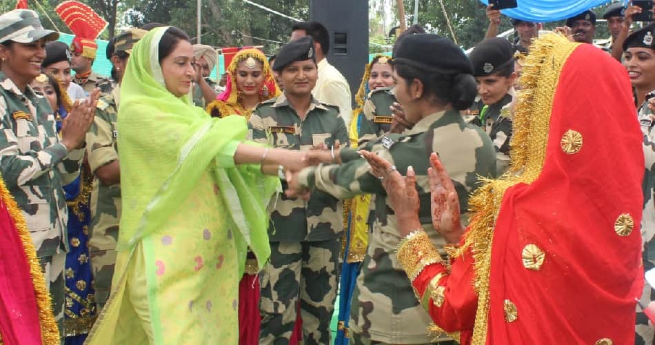 Union Minister Harsimrat Kaur Badal Ties Rakhis On BSF Troopers