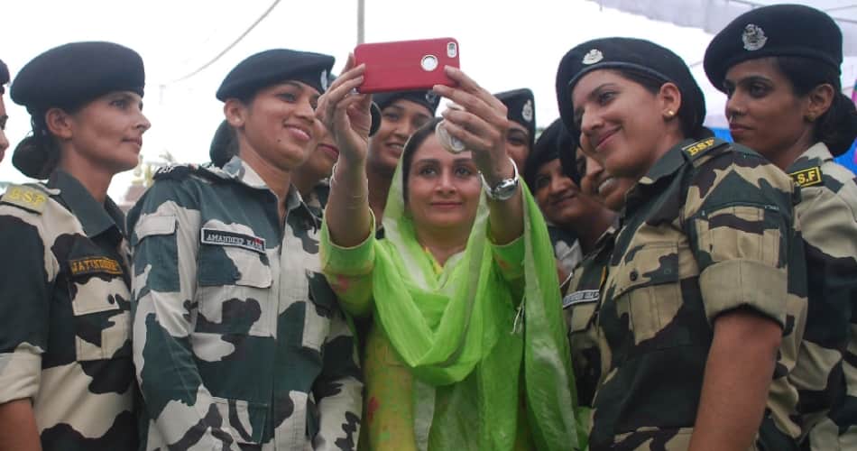 Union Minister Harsimrat Kaur Badal Ties Rakhis On BSF Troopers