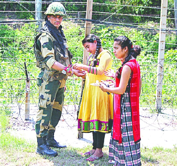 rakhi celebration at rs pura border