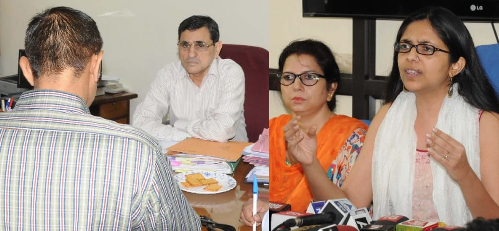 dcw members welcomes acb officials by tying rakhi 