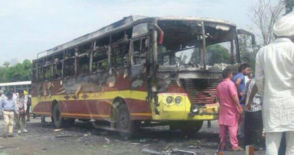 Orbit bus runs 2 men over in Ludhiana, angry mob torches it 