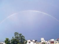 The weather changed stance, amid dark clouds rainbow emerged, Kurukshetra