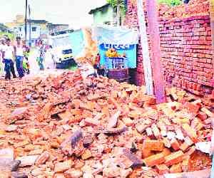 Janaki Temple Wall fell, two injured
