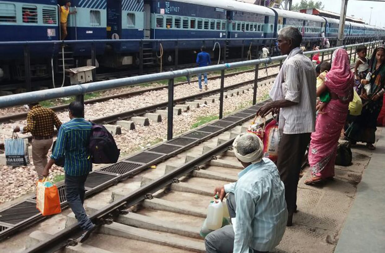 The train made a leap forward in the middle