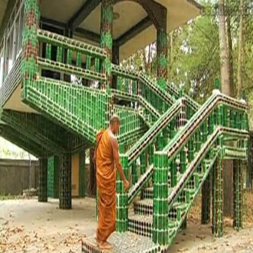 Buddhist Temple Built from 1.5 lakh Beer Bottles