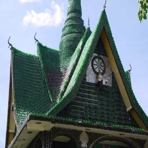 Buddhist Temple Built from 1.5 lakh Beer Bottles