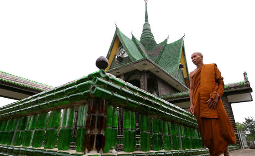 Buddhist Temple Built from 1.5 lakh Beer Bottles
