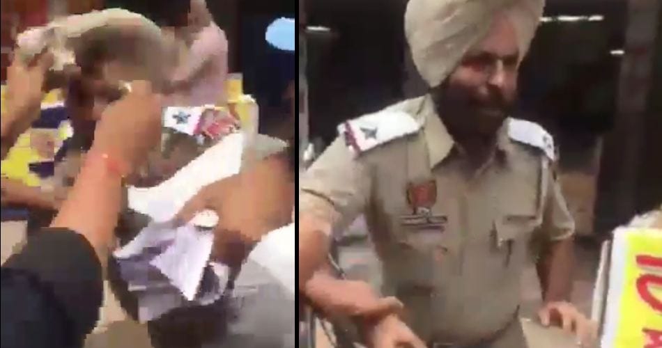 ludhiana traffic policeman beaten by people, video viral on social media