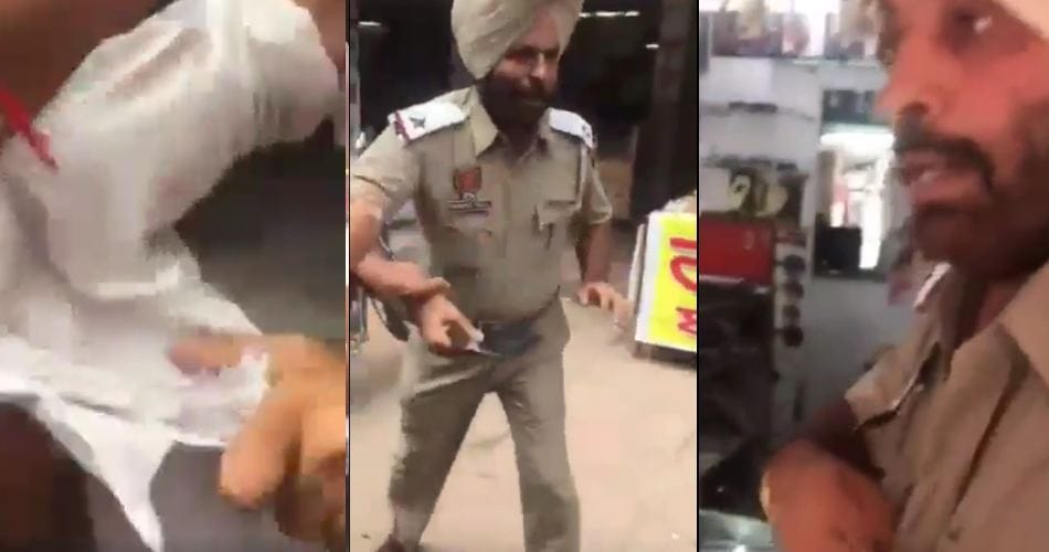 ludhiana traffic policeman beaten by people, video viral on social media