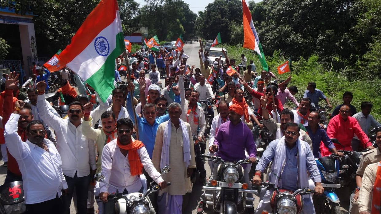 BJP flag flying out