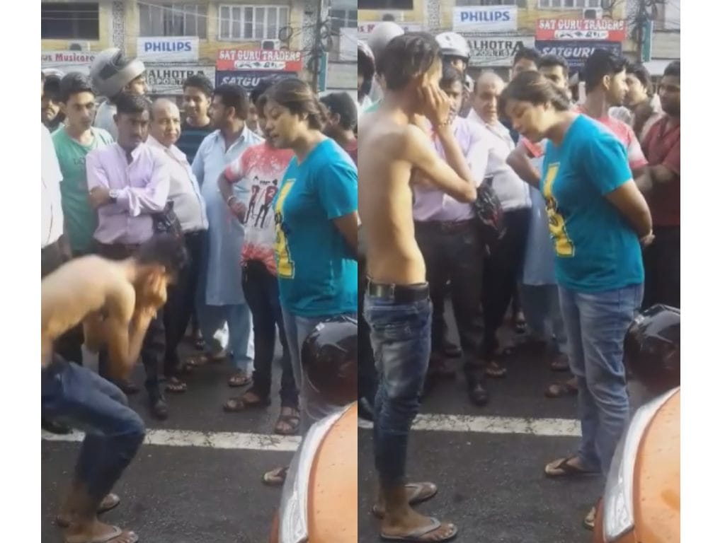 girl give punishment to eve teaser