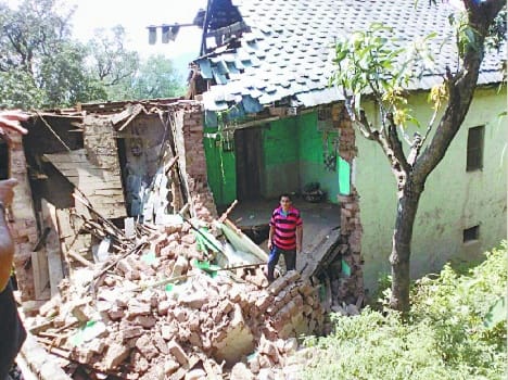 due to rain house fall in swarghat 