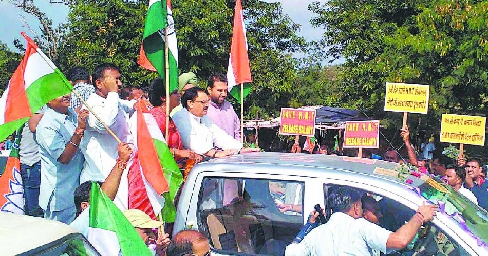 central health minister jp nadda attends tiranga march at pinjore, kalka, chandigarh