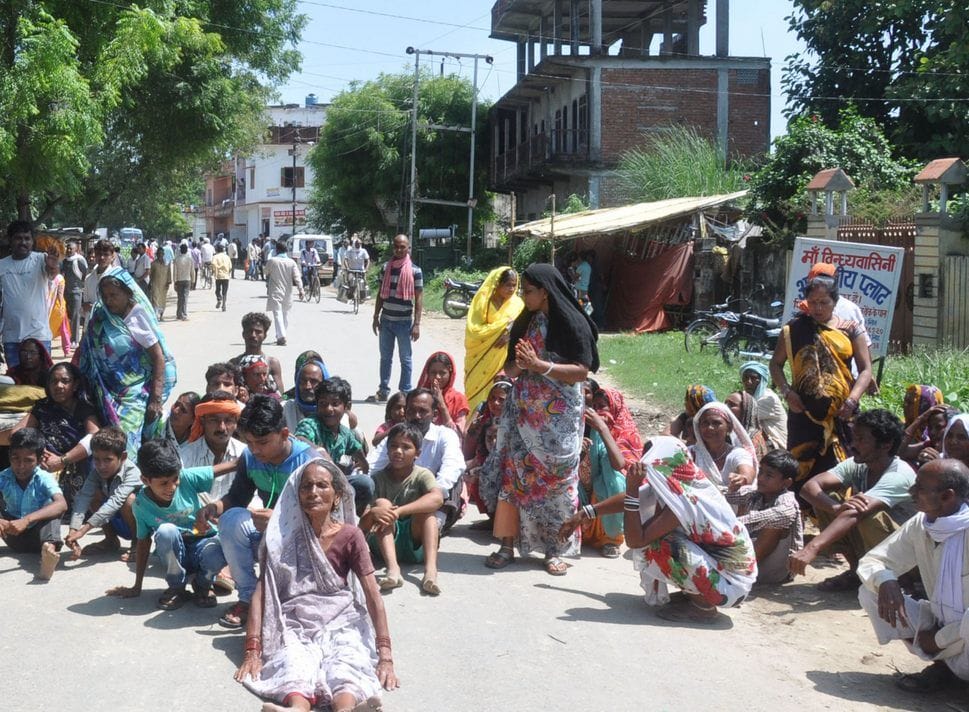 Villagers have blocked the highway, traffic stalled