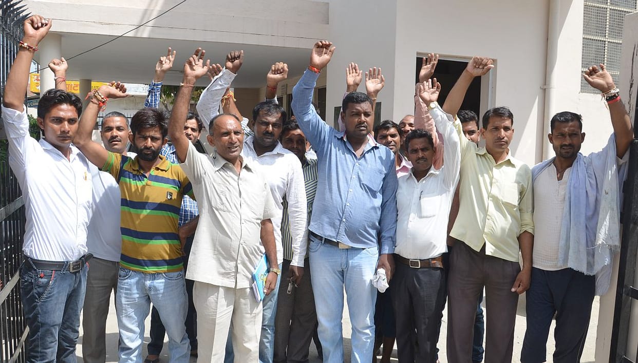 Raging power contract workers.