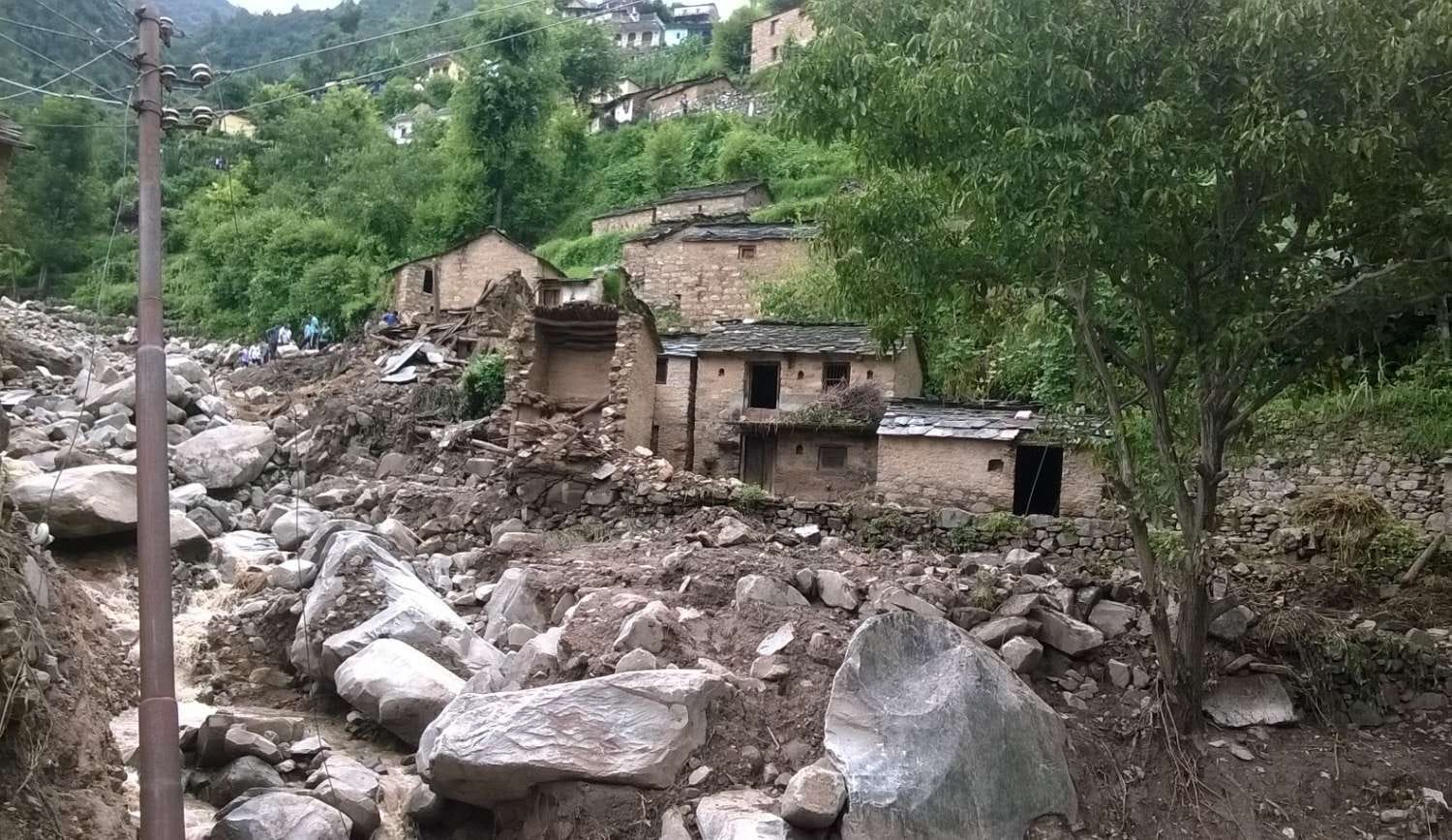 condition of village after cloud burst.