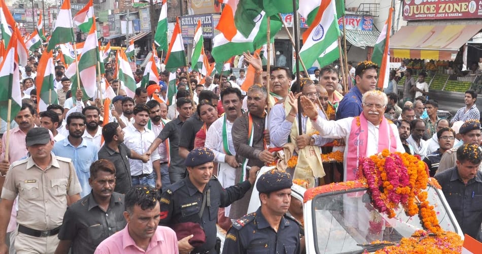cm khattar attends tiranga yatra at karnal, haryana, chandigarh,