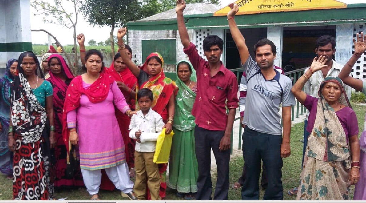 Elementary school teachers villagers demonstrated against