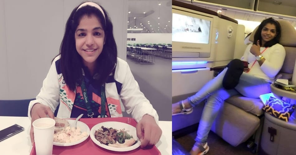 sakshi, malik, share, her pictures having breakfast while returning to India,