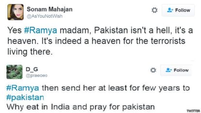 Case against Actress Ramya for praising Pak