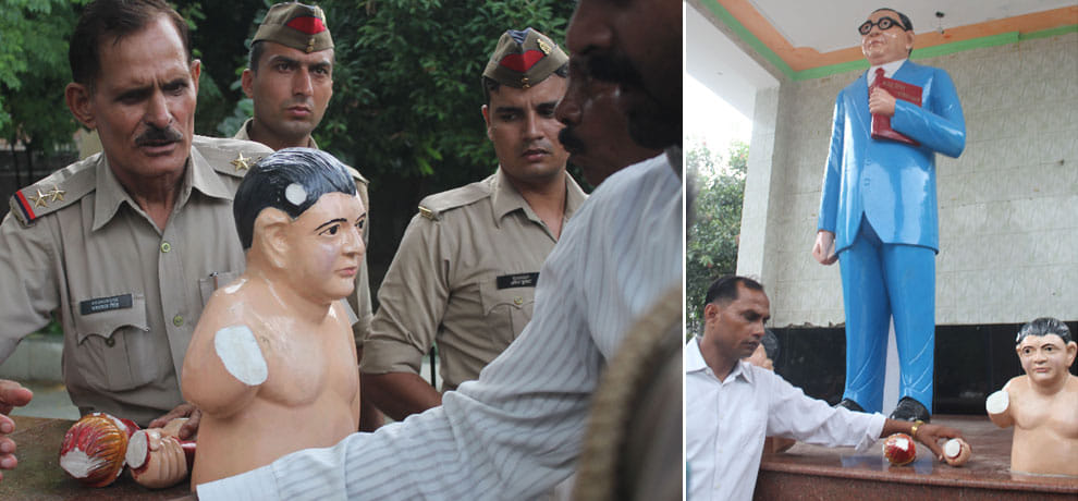 statue near ambedkar broken in noida