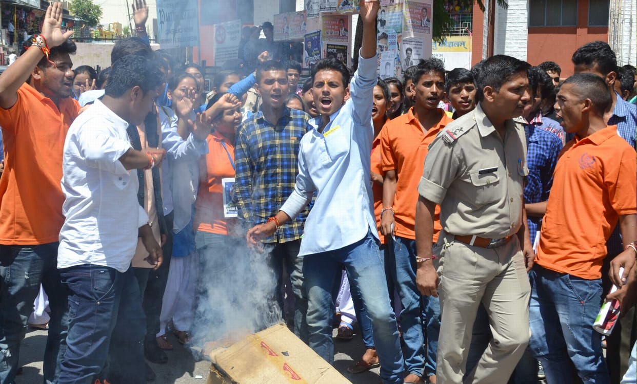 angry Students burned an effigy of VC.