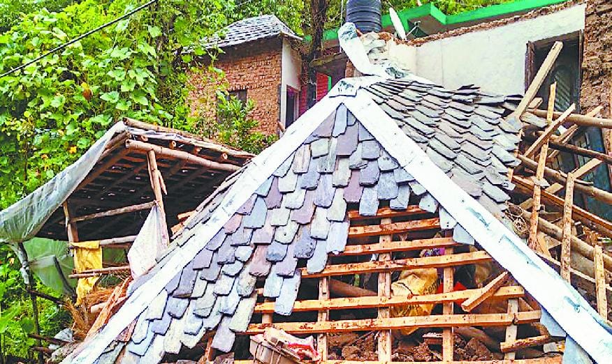Slate roofed house dashed to ground after heavy rain