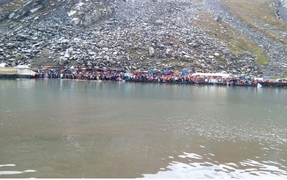 Janmashatmi bath at Manimahesh Lake.