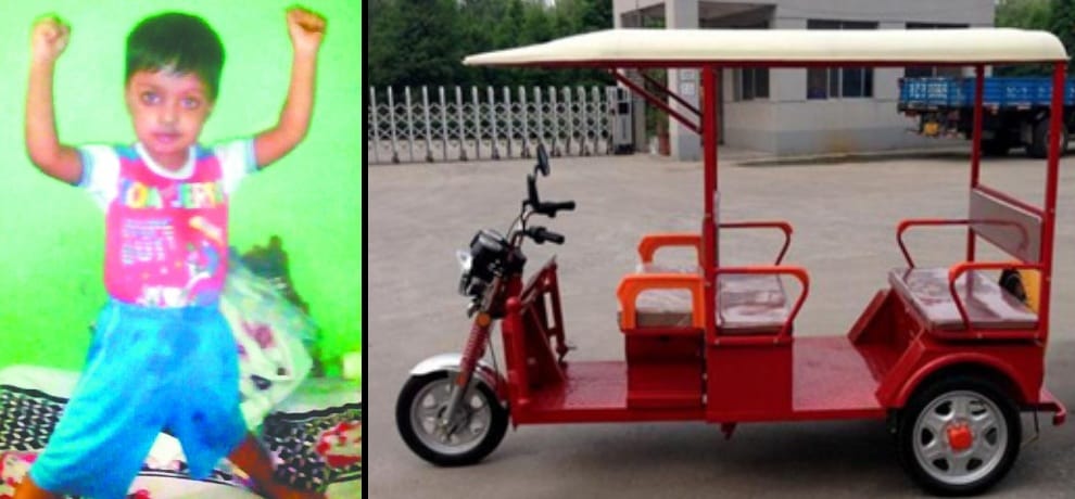 e-rikshaw run over 3 year old prince, died in delhi