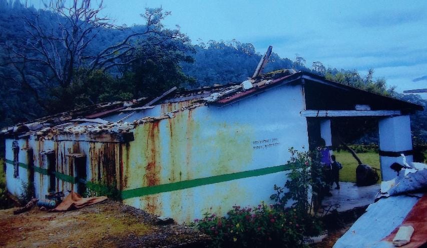 School building in ruins