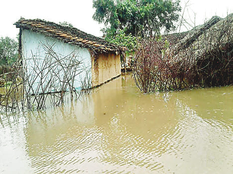 Family returned to the village flood relief