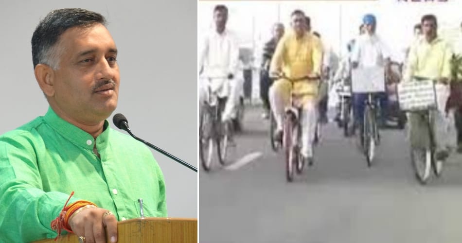 salute to mla pawan saini, who drives cycle to reach haryana assembly 