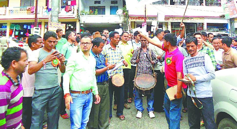 Performance, playing drums in Tehsil Headquarters
