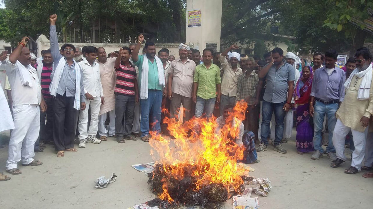 pradhan burnt ex mla, ado effigy