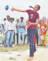 state level compitiion, disc thro, girls players, kaithal