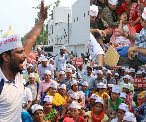 computer teacher protest at cm office